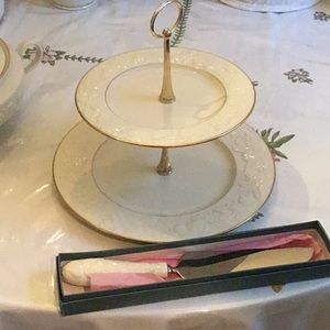 Lenox Fruits of Life two tiered plates& knife